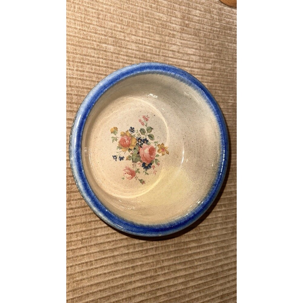 Monroe Salt Works Chippendale Bowl Large 8" Stonewear Floral Maine
